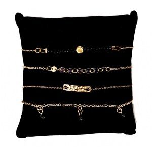 NEW - Arm Candy 4PC Gold & Black Bead Stackable Layering Danity Trendy Bracelets